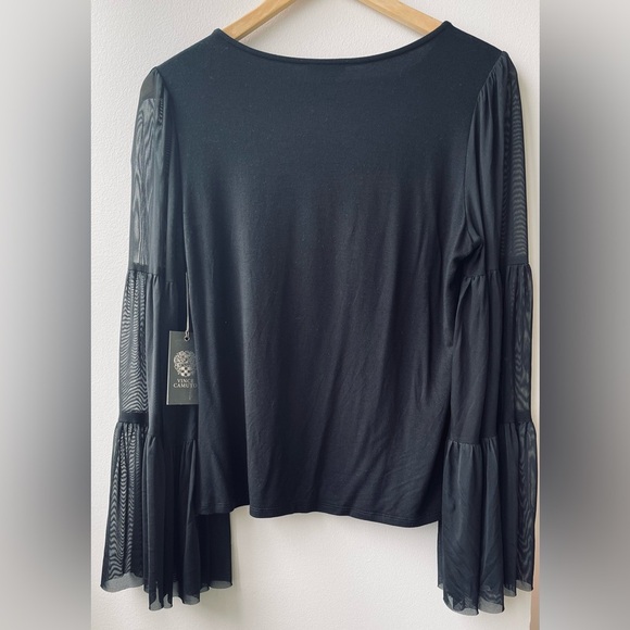 Vince Canuto Black Blouse with Sheer Sleeves. Size Small NWT - Picture 1 of 8